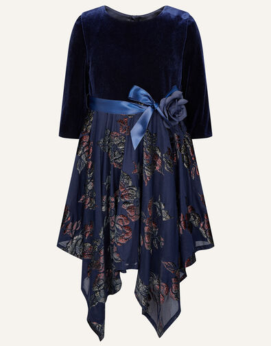 Velvet Devore Dress  Blue, Blue (NAVY), large