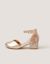 Closed-Toe Butterfly Scallop Heels, Gold (GOLD), large