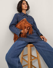 Nara Denim Tunic Shirt Dress, Blue (MID AUTHENTIC BLUE), large