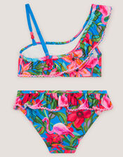 Flamingo Asymmetrical Frill Bikini Set, Blue (BLUE), large