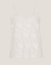 Rosie Embroidered Cami Top, White (WHITE), large