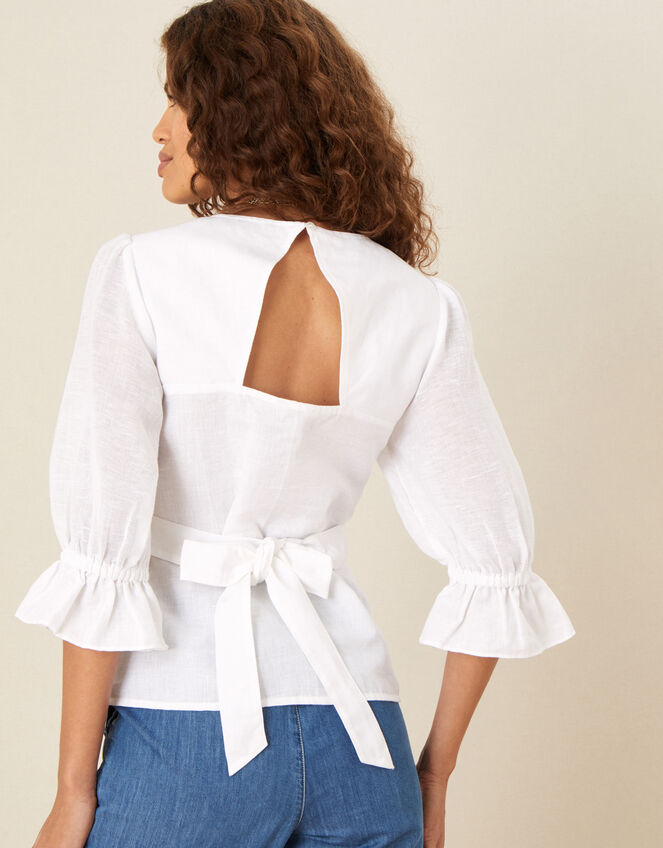 Square Neck Bow Back Blouse, Ivory (IVORY), large