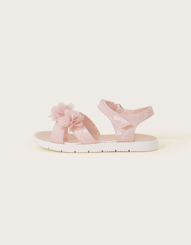 Lace Corsage Sandals, Pink (PINK), large