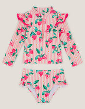 Baby Strawberry Print UPF50+ Swim Set, Pink (PINK), large
