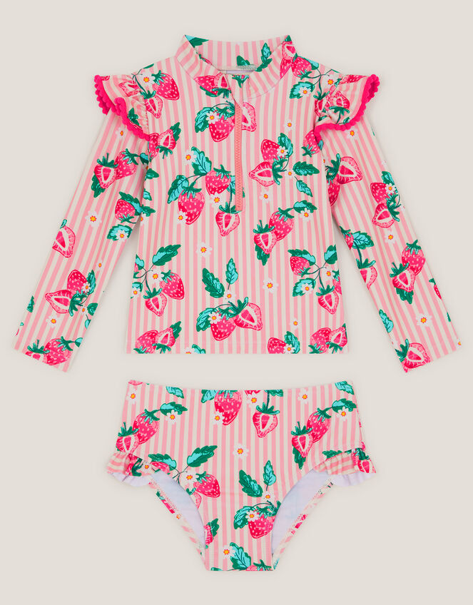 Baby Strawberry Print UPF50+ Swim Set, Pink (PINK), large