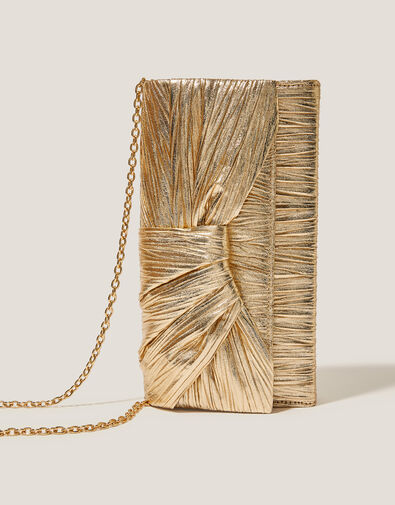 Mia Pleated Metallic Clutch Bag, , large