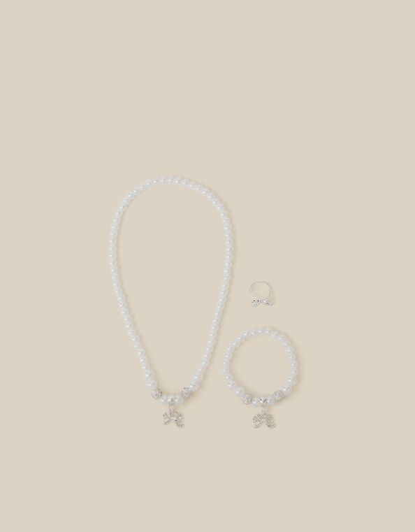 Pearl Beaded Bow Bridesmaid Jewellery Set, , large