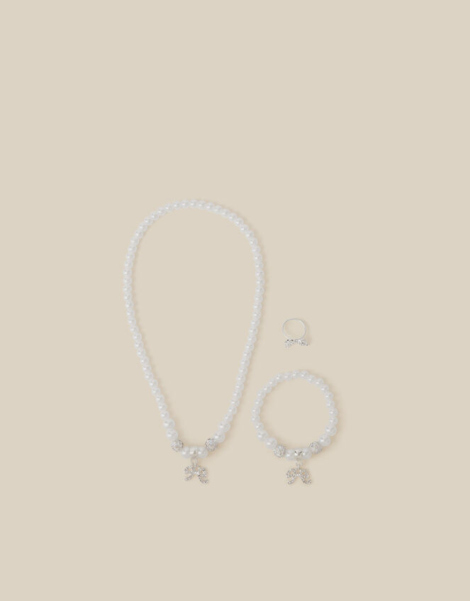 Pearl Beaded Bow Bridesmaid Jewellery Set, , large