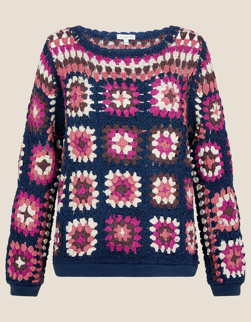 Navy Hand Crochet Jumper Black Jumpers Monsoon UK.