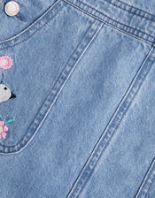 Denim Dungaree Pinafore Dress, Blue (BLUE), large