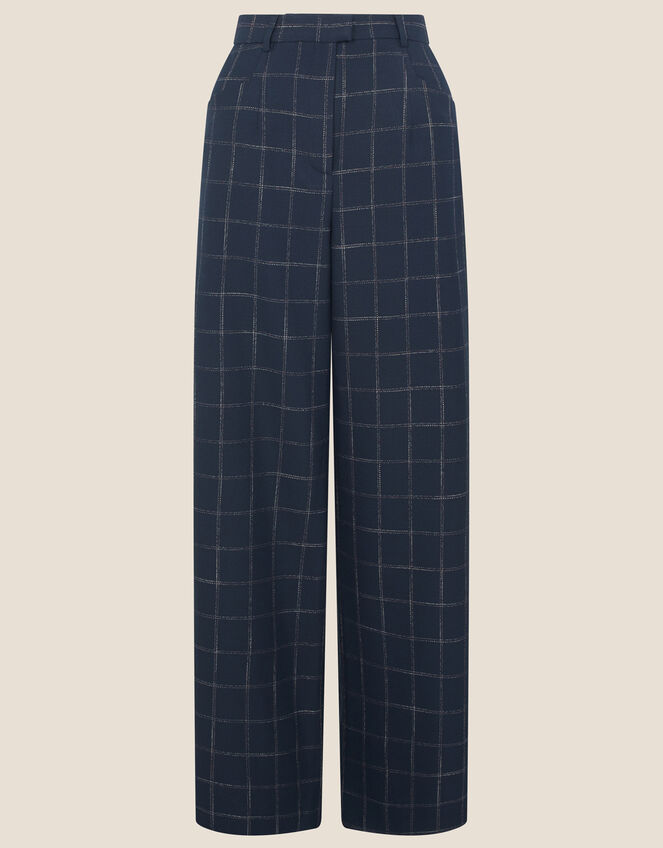 Charlie Check Belted Trousers, Blue (NAVY), large