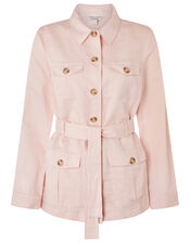 Sasha Lightweight Jacket in Linen and Organic Cotton, Pink (PINK), large
