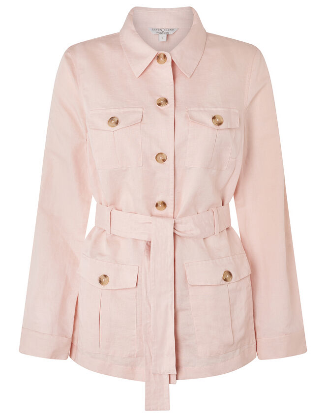 Sasha Lightweight Jacket in Linen and Organic Cotton, Pink (PINK), large