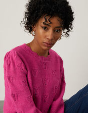 Bobble Stitch Crew Neck Jumper , Pink (PINK), large