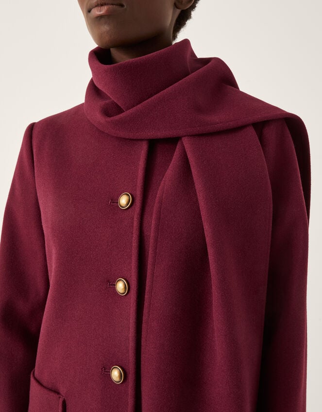 Alicia Scarf Coat, Red (BURGUNDY), large