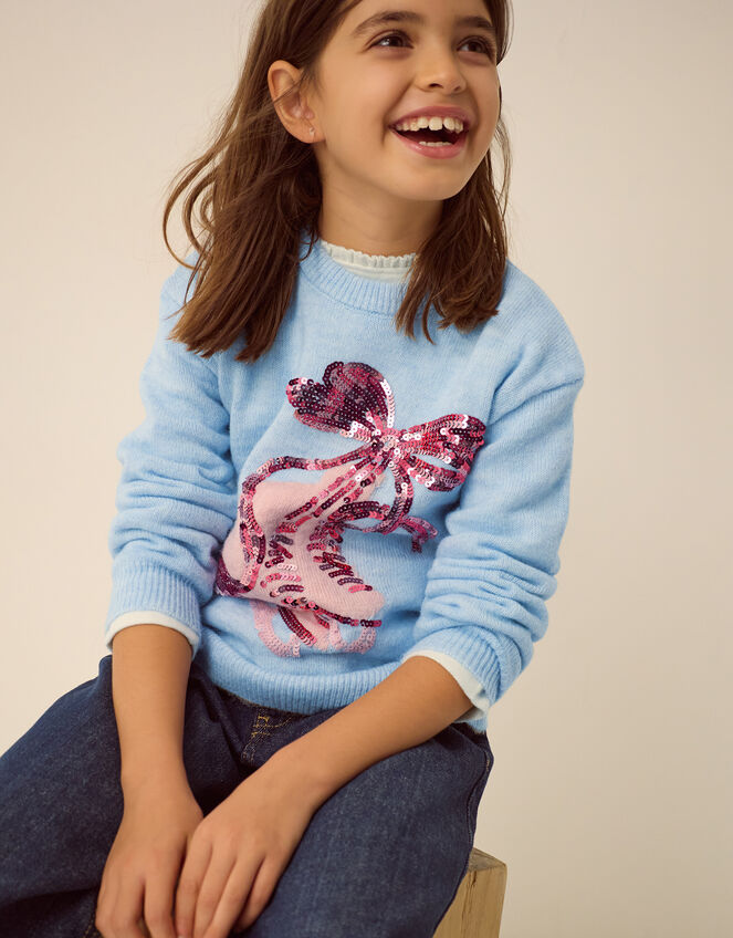 Sequin Ice Skates Jumper, Blue (BLUE), large
