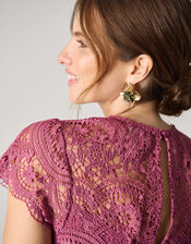 Monica Lace Midi Bridesmaid Dress, DARK PINK, large