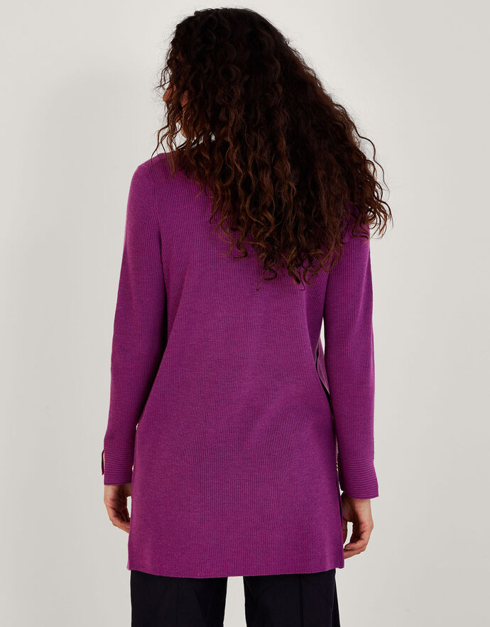 Button Detail Ribbed Longline Cardigan Cardigans Monsoon UK.