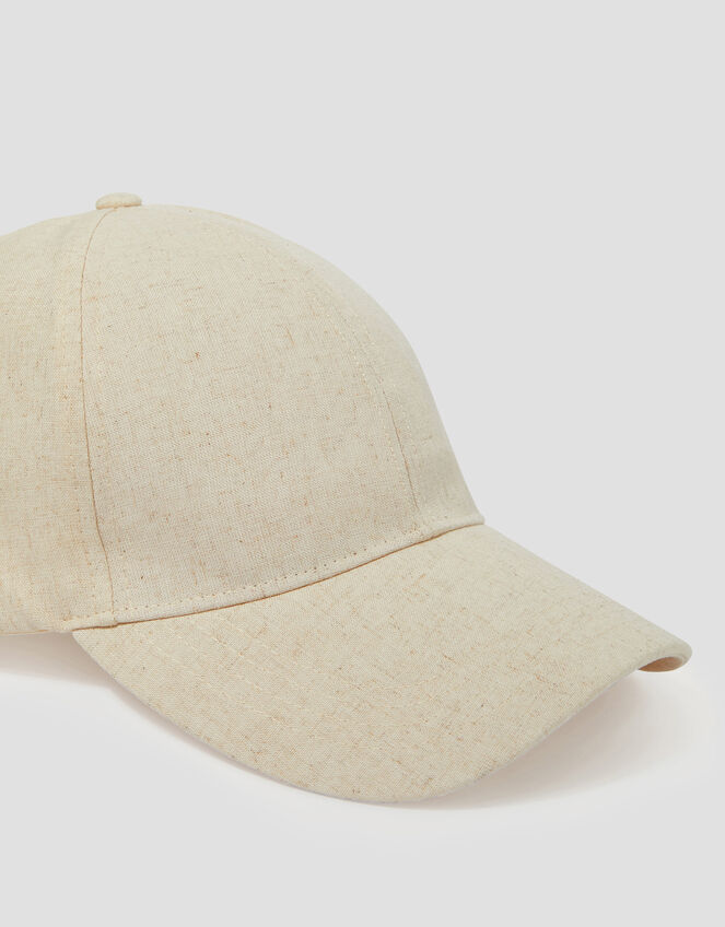 Isha Linen Baseball Cap, Natural (STONE), large