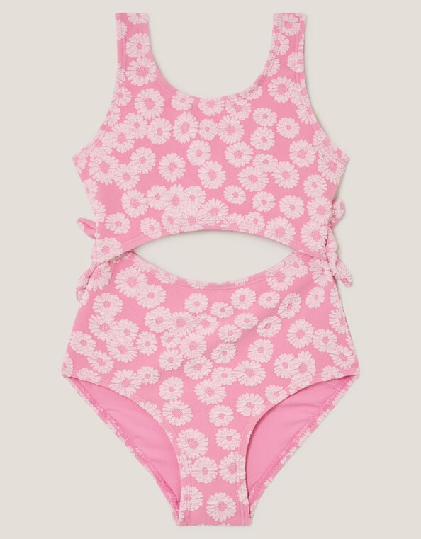 Floral Jacquard Cut-Out Swimsuit, Pink (PINK), large