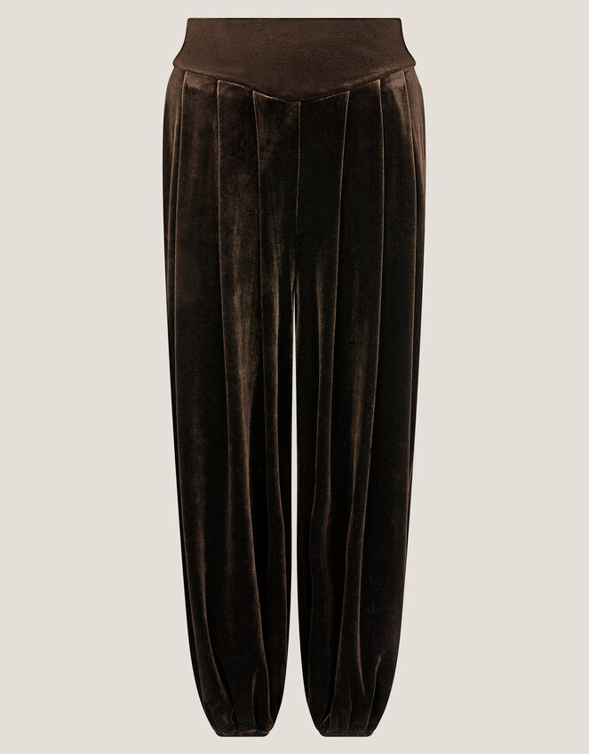 Victoria Velvet Harem Trousers, Brown (CHOCOLATE), large