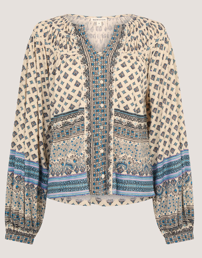 Avery Stripe Blouse, Blue (PALE BLUE), large