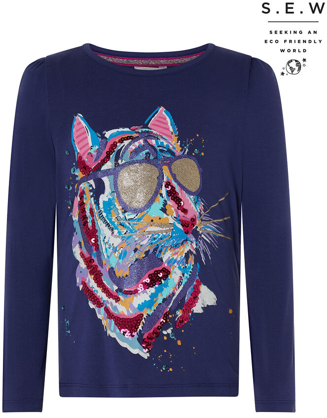 Tamara Sequin Tiger Top with Sustainable Viscose, Blue (NAVY), large