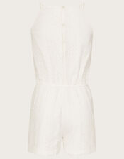 Lace Halter Neck Playsuit, Ivory (IVORY), large