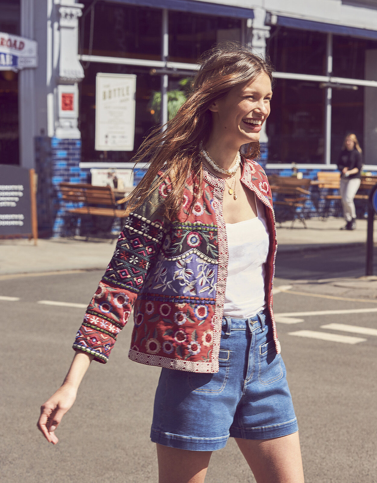 denim shorts and jacket