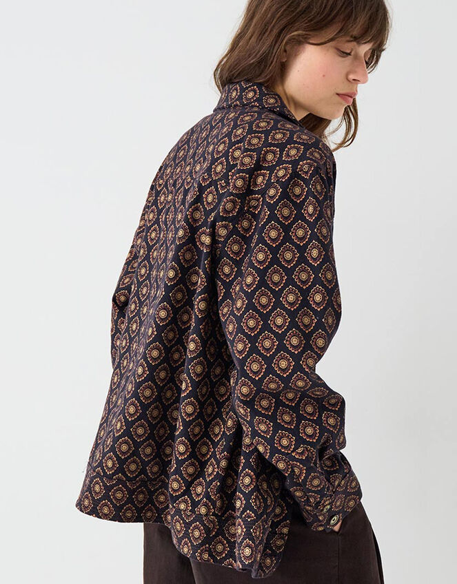 East Pheba Printed Cotton Twill Jacket, Multi (DARKS MULTI), large