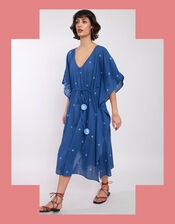 East Petra Embroidered Kaftan, Blue (BLUE), large