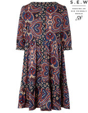 Himanshi Printed Dress with Linen and Organic Cotton, Red (RED), large
