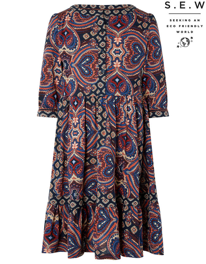 Himanshi Printed Dress with Linen and Organic Cotton, Red (RED), large
