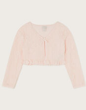 Lace Frill Bow Cardigan, Pink (PINK), large
