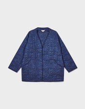 East Emelia Floral Quilted Jacket, Blue (NAVY), large