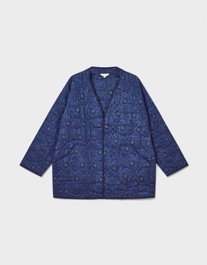East Emelia Floral Quilted Jacket, Blue (NAVY), large
