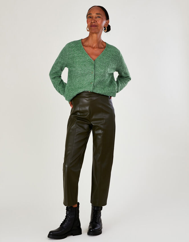 Super-Soft Cable Knit Cardigan, Green (GREEN), large