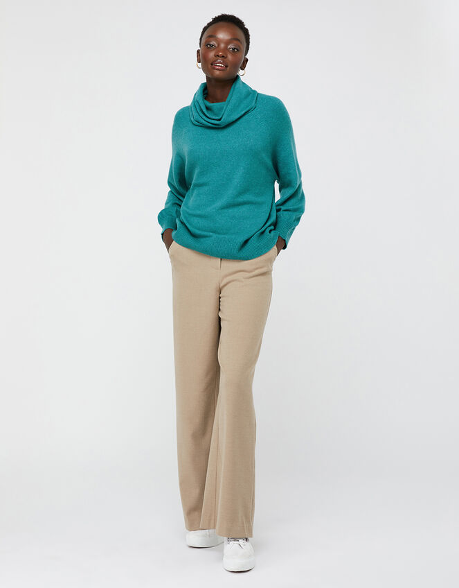 Mika Cowl Neck Knit Jumper, Green (GREEN), large