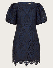 Lila Lace Tunic Mini Dress, Blue (NAVY), large