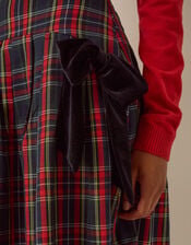 Dottie Velvet Bow Tartan Midi Skirt, Red (RED), large