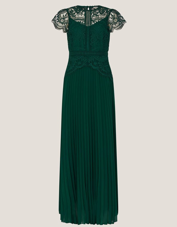 Monica Lace Pleated Bridesmaid Dress, Green (DARK GREEN), large