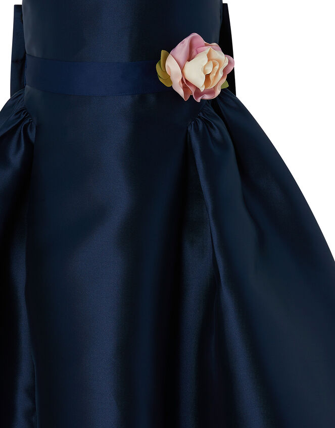 Cynthia Duchess Occasion Dress in Recycled Polyester, Blue (NAVY), large