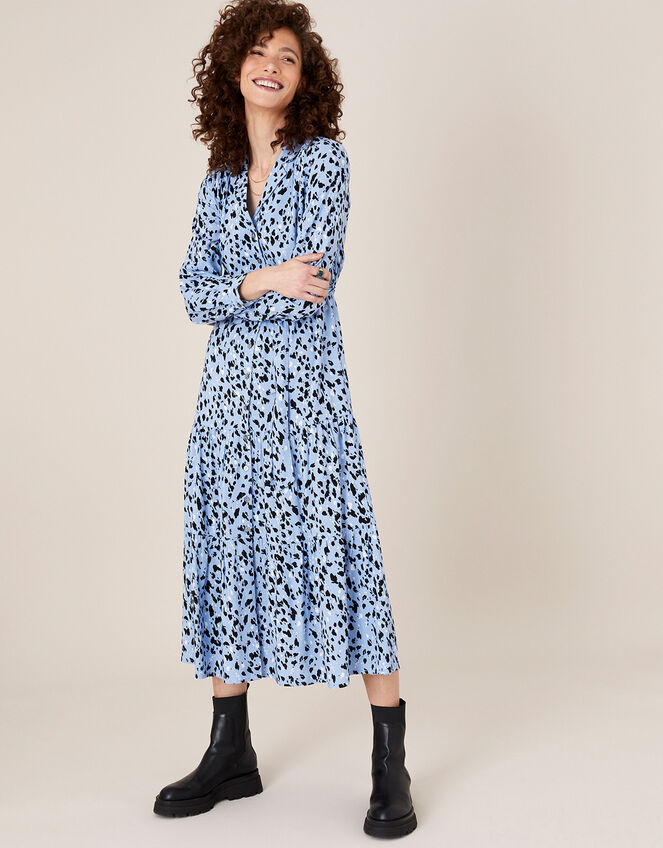 Animal Print Midi Shirt Dress Blue | Casual & Day Dresses | Monsoon UK.