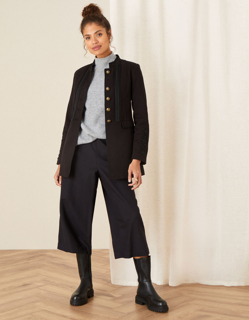 Maura Military Blazer Black Women's Jackets Monsoon UK.