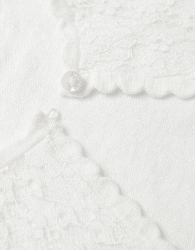 Baby Emilia Lace Scallop Cardigan, Ivory (IVORY), large
