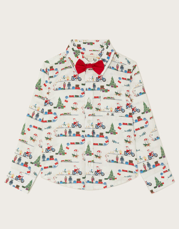 Christmas Bow Tie Shirt, Ivory (IVORY), large