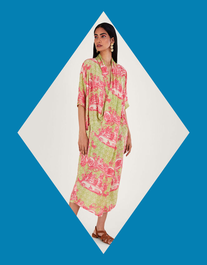 One Hundred Stars Ancient Columns Print Dress, Pink (PINK), large