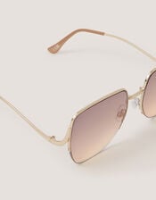 Oversized Metal Sunglasses, , large