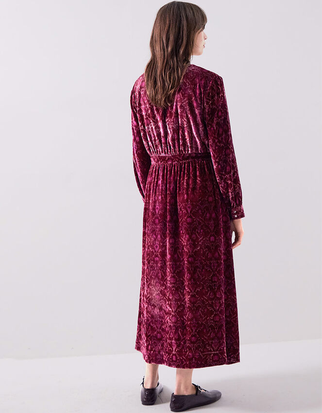 East Jude Print Velvet Midi Dress, Red (BERRY), large