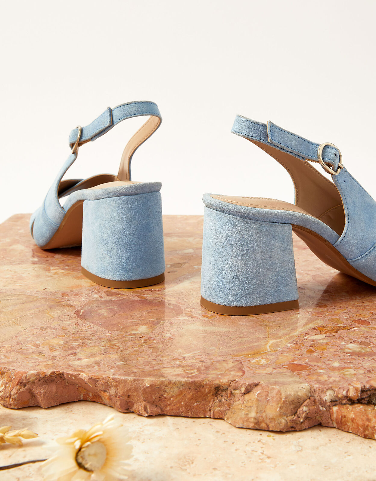 Light blue shop suede block heels